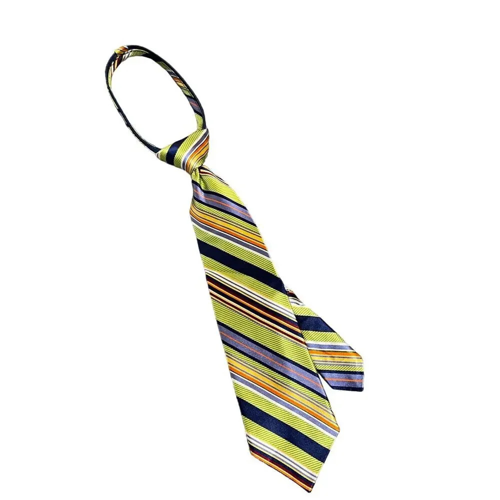 NWOT Talbots Kids Children’s Boy‎ Formal Zip Tie Lime Green Blue Orange Striped